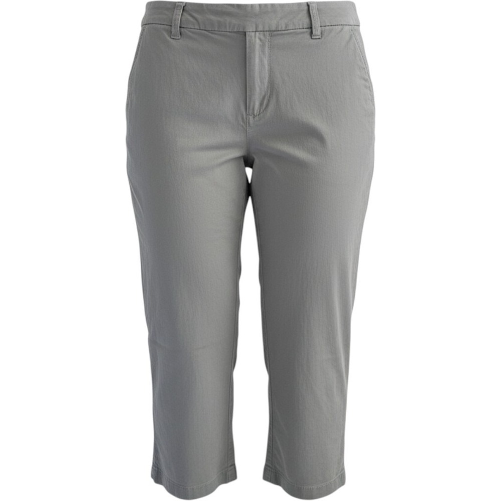 Ann Taylor LOFT Gray Original Crop Pants Womens 14 Mid Rise Button Hem Chino